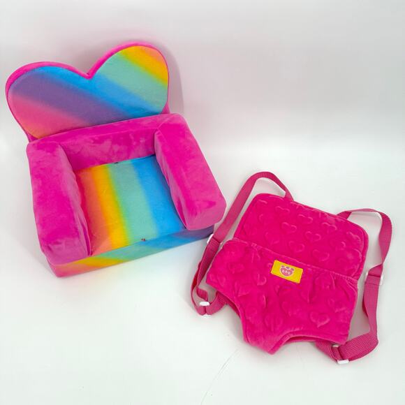 Build A Bear Heart Rainbow Chair Bed and Carrier Backpack - Picture 1 of 11